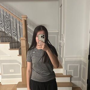 Nike Gray Heather Training Tee with Subtle Swoosh